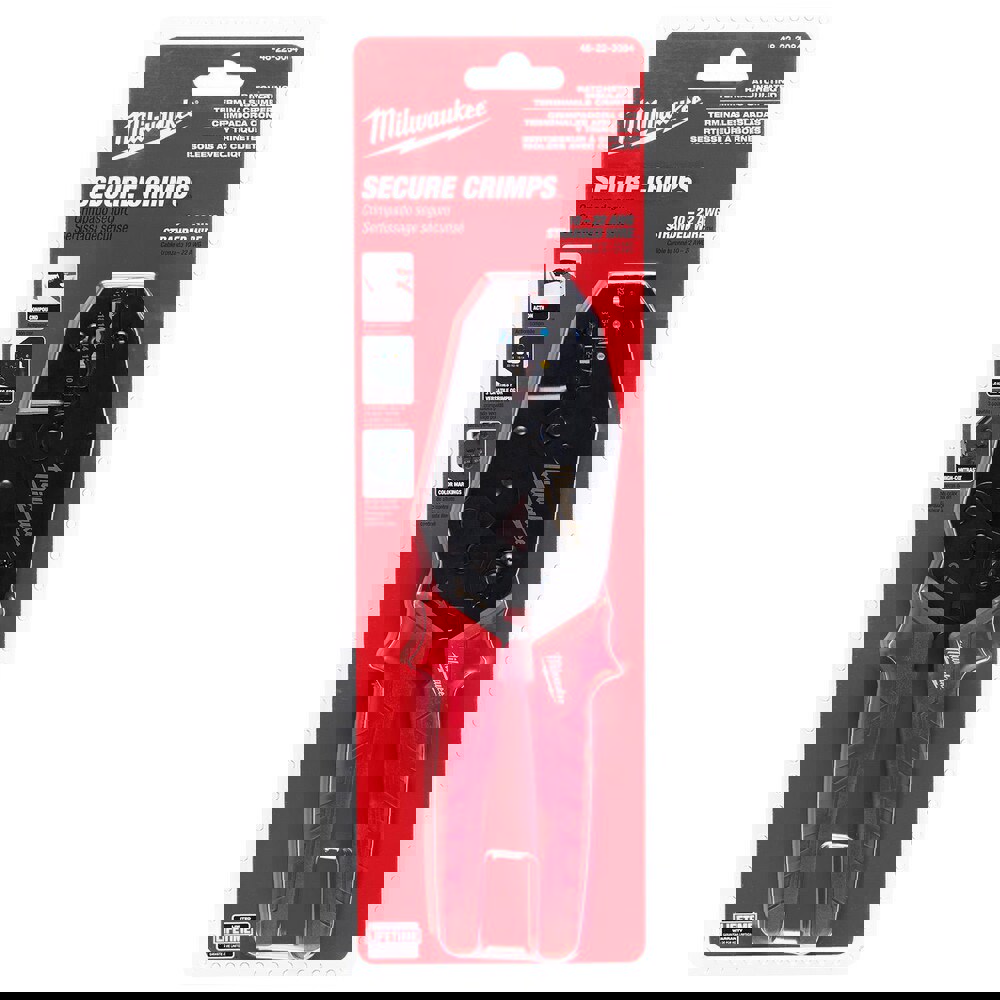 Crimpers; Handle Style: Ergonomic ; Type: Ratcheting Insulated Terminals Crimper ; Crimper Type: Terminal ; Maximum Wire Gauge: 22AWG ; Capacity: 10 - 22 AWG ; Handle Material: Rubber